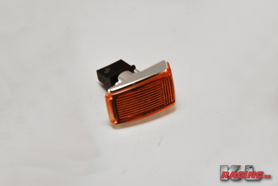 Orange skärmblinkers med kromad botten