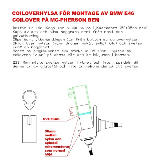 Coiloverhylsa 740, 940 för  BMW E46 coilover