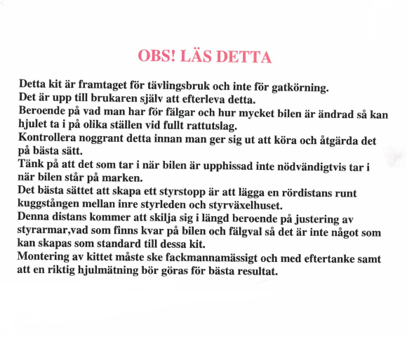 Länkarmskit, Styrvinkelkit 740, 940