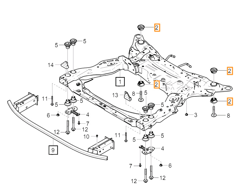 Bakre motorkudde till motorvaggan V60, V90, XC60, XC90