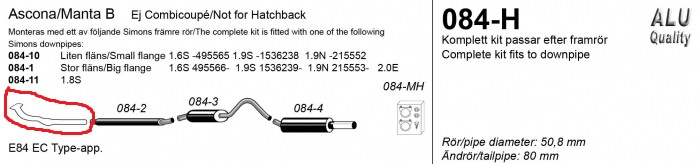 Främre rör Ascona/ Manta B 