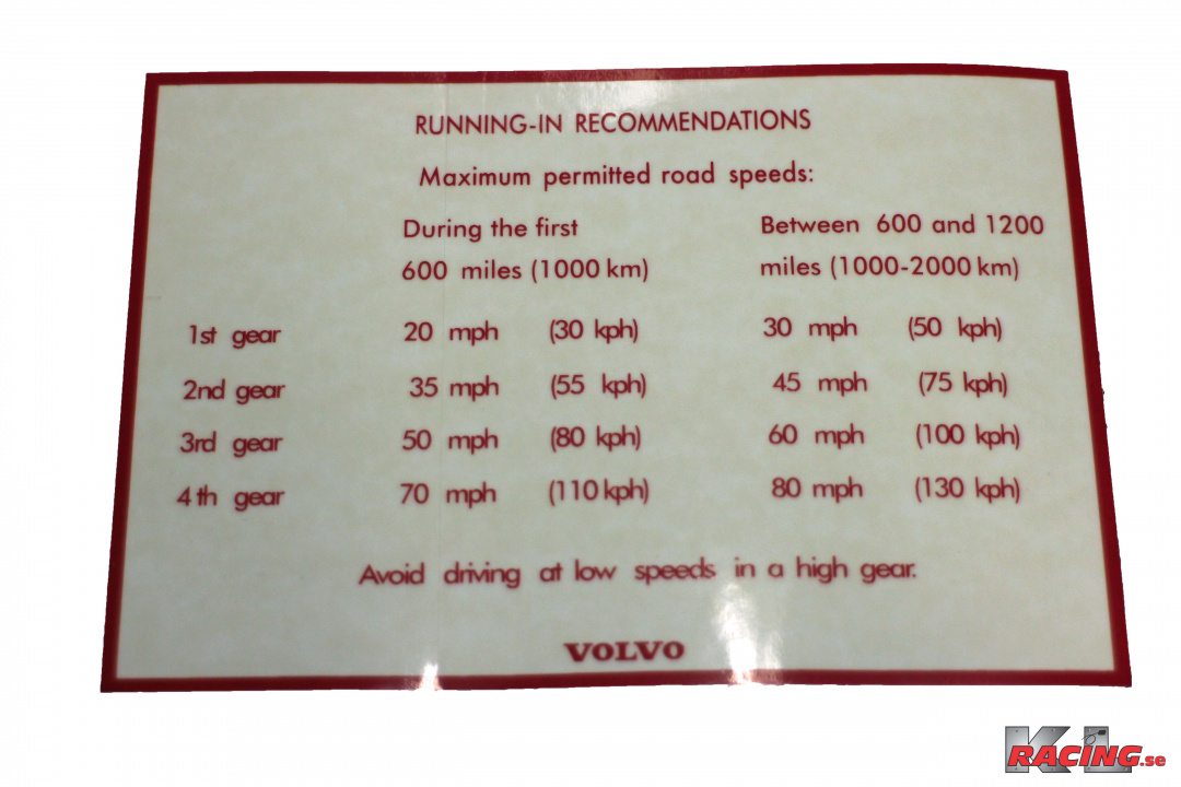 Dekal för inkörning av motor, Amazon, 140