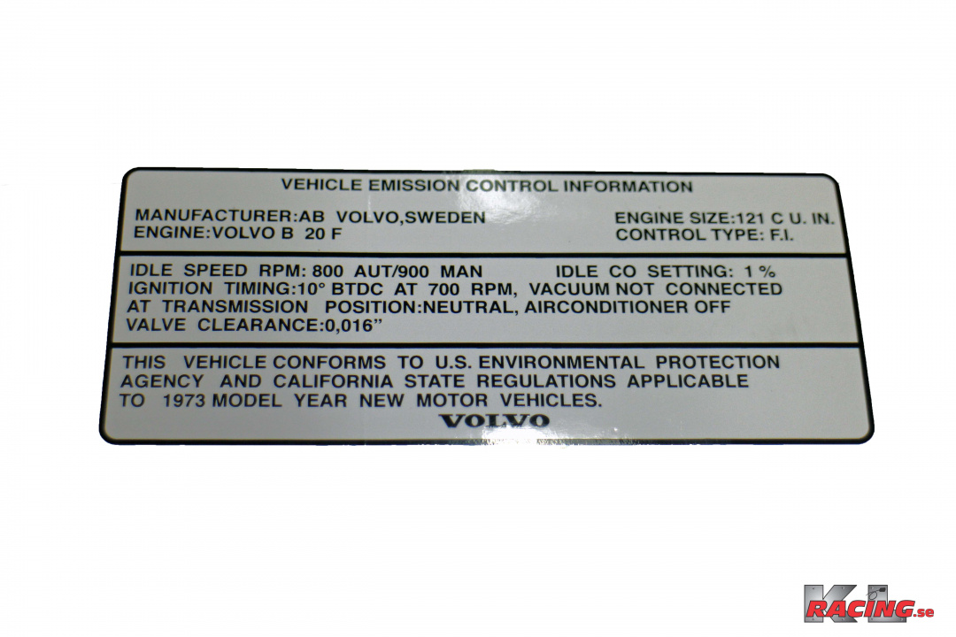 Dekal Vehicle Emission P1800 1973