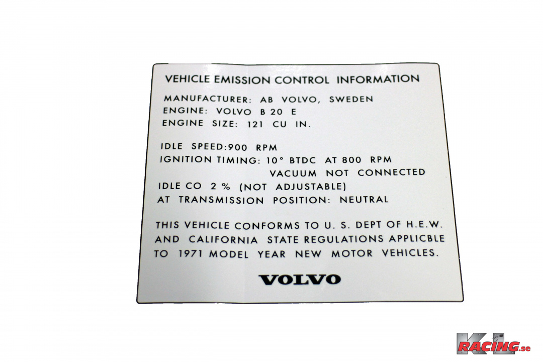 Dekal Avgaskontroll B20E