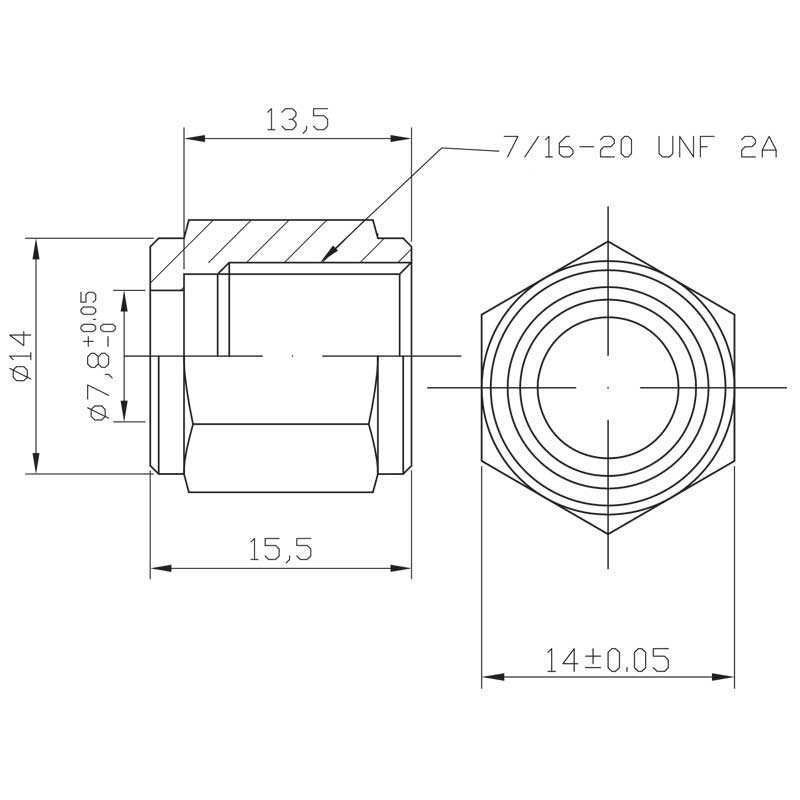 Presskoppling Hona 7/16 (AN4) till AN4 slang. konkav 90böj