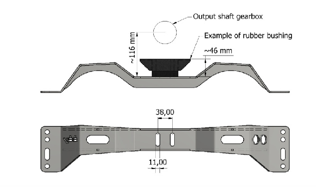 Växellådsbalk 240 - GM 4L60 / T56 Etc