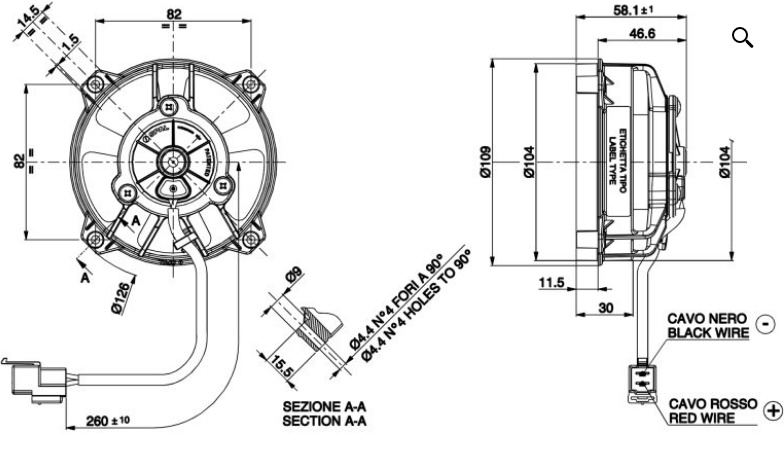 Elfläkt 3,8'' Tryckande