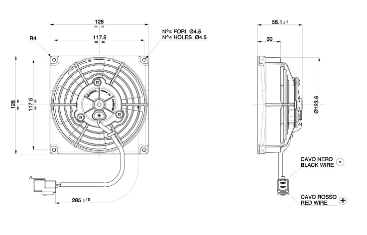 Elfläkt 4,5'' sugande, SPAL