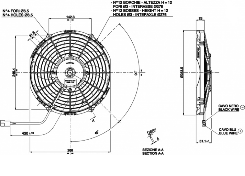 Elfläkt 10'' Sugande, SPAL