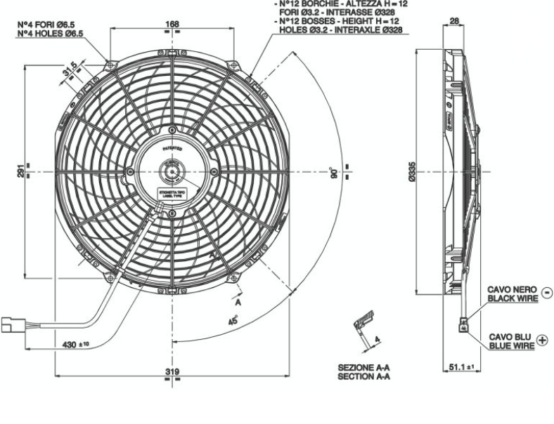Elfläkt 12'' Sugande, SPAL