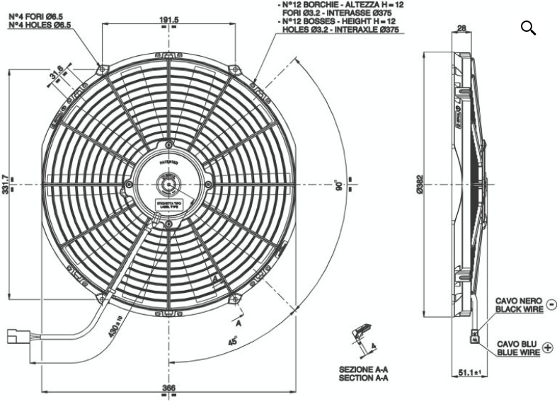 Elfläkt 14'' Sugande, SPAL