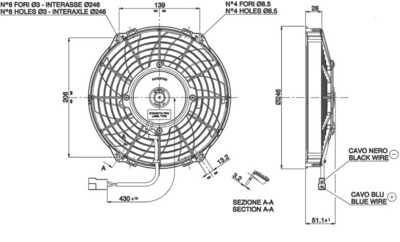 Elfläkt 9'' Sugande, Spal