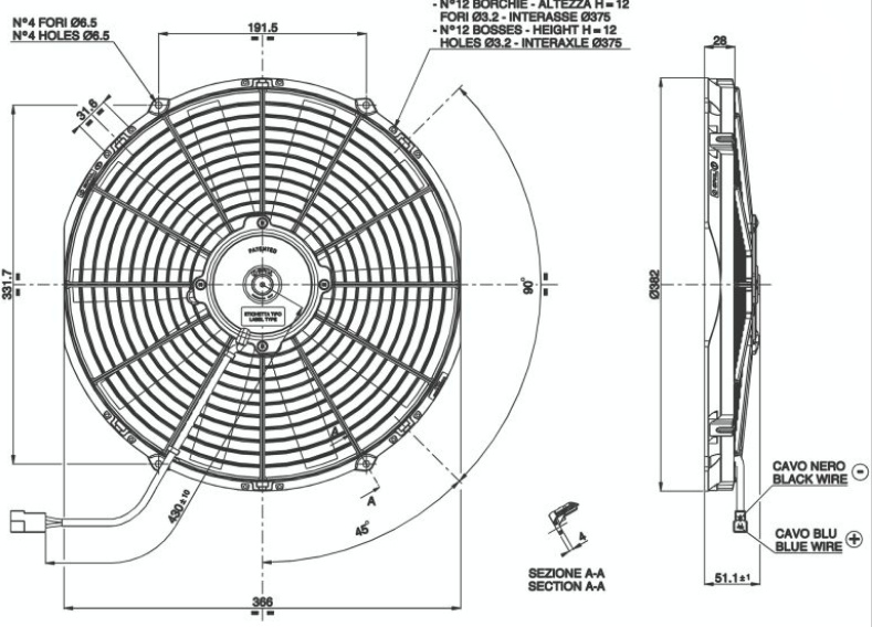 Elfläkt 14'' Tryckande
