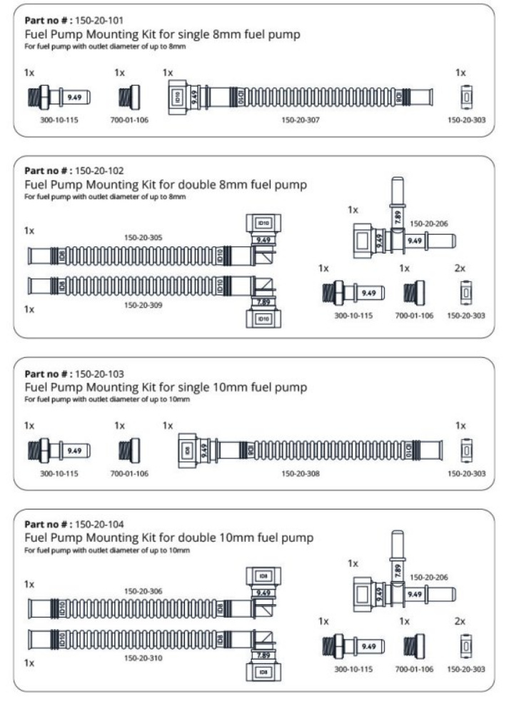 In-tank monteringskit 2x bränslepump, Nuke GEN1